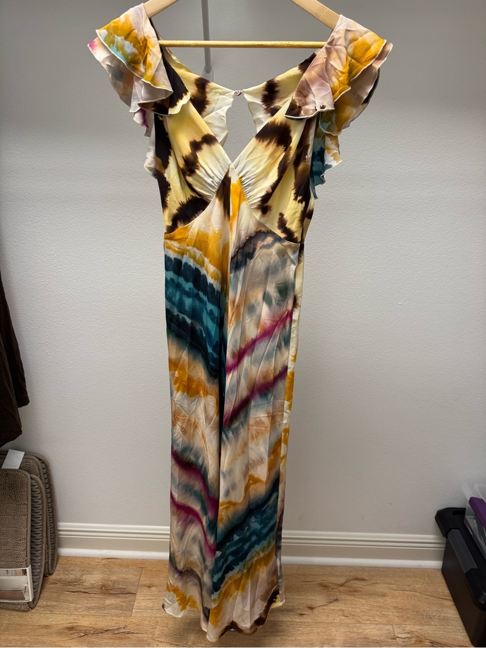 Banana Republic 100% Silk Tie-Dye Maxi Dress